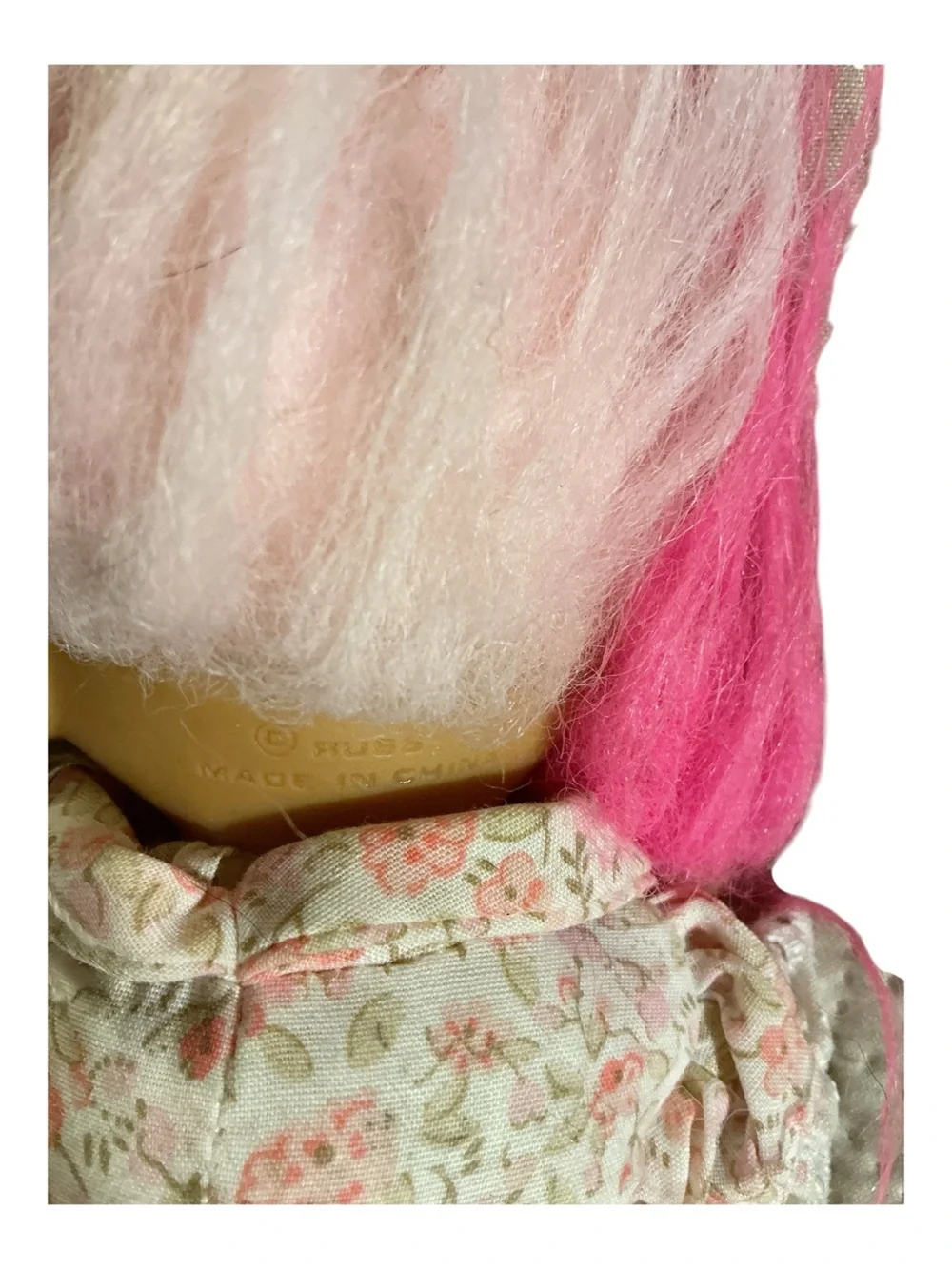 Russ Berrie Pink and Hot Pink Hair Mama Troll Doll with Baby